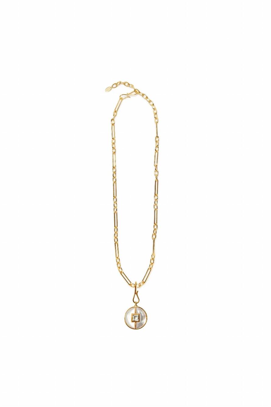 NEW LIZZIE FORTUNATO women's porto pendant necklace in mother of pearl